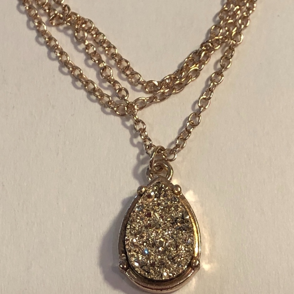 NEW rose gold DRUZY crystal charm necklace DAINTY